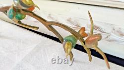 Art Deco Sculpture Animaliere 4 Oiseaux Sur Une Branche En Bronze Polychrome
