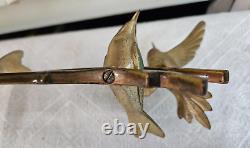 Art Deco Sculpture Animaliere 4 Oiseaux Sur Une Branche En Bronze Polychrome