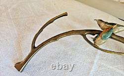 Art Deco Sculpture Animaliere 4 Oiseaux Sur Une Branche En Bronze Polychrome