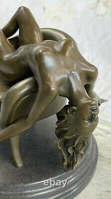 Art Déco Sculpture Sexy Nue Femme Érotique Nu Fille Bronze Statue