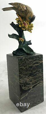 Art Déco Spéciale Patine Love Oiseau Colombe Bronze Sculpture Marbre Base