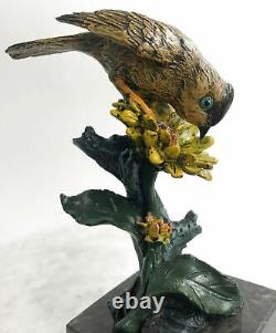 Art Déco Spéciale Patine Love Oiseau Colombe Bronze Sculpture Marbre Base