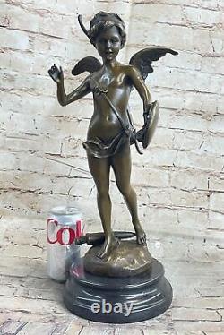 Art Déco St. Valentin Jour Cupidon Ange Bronze Sculpture Statue Figurine Ouvre