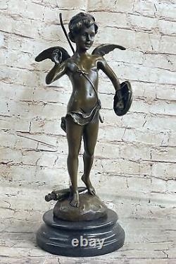 Art Déco St. Valentin Jour Cupidon Ange Bronze Sculpture Statue Figurine Ouvre