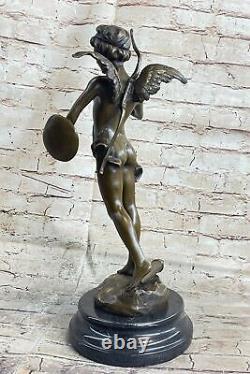 Art Déco St. Valentin Jour Cupidon Ange Bronze Sculpture Statue Figurine Ouvre