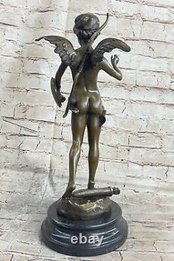 Art Déco St. Valentin Jour Cupidon Ange Bronze Sculpture Statue Figurine Ouvre