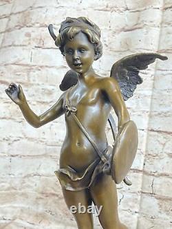 Art Déco St. Valentin Jour Cupidon Ange Bronze Sculpture Statue Figurine Ouvre