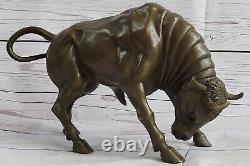 Art Déco Stock Marché Bull Fonte Bronze Sculpture Statue Figurine