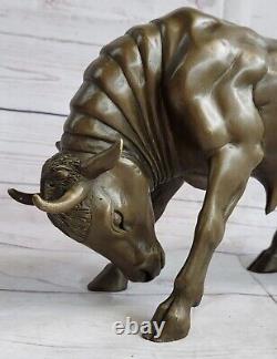 Art Déco Stock Marché Bull Fonte Bronze Sculpture Statue Figurine