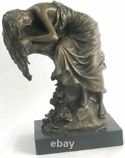 Art Déco Style Statue Sculpture Demoiselle Nue Sexy Nouveau Bronze Signe