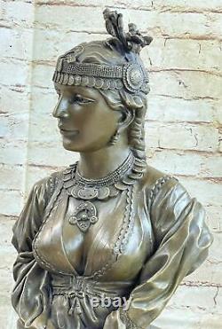Art Moderne Femelle Tête Sexy Femme Bronze Buste Marbre Sculpture Cordier Nr