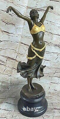 Art Nouveau 20 Élégant Bronze Statue Sculpture Danseuse Nu Femme Classic Décor