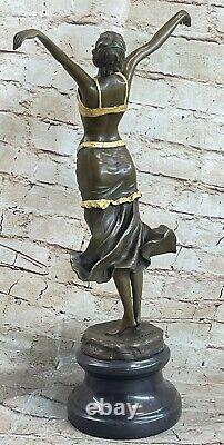 Art Nouveau 20 Élégant Bronze Statue Sculpture Danseuse Nu Femme Classic Décor