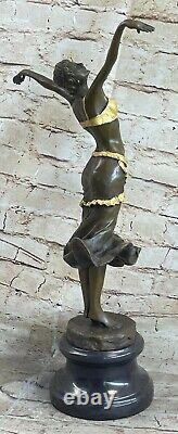 Art Nouveau 20 Élégant Bronze Statue Sculpture Danseuse Nu Femme Classic Décor