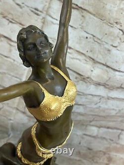 Art Nouveau 20 Élégant Bronze Statue Sculpture Danseuse Nu Femme Classic Décor