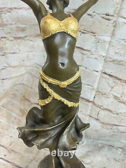 Art Nouveau 20 Élégant Bronze Statue Sculpture Danseuse Nu Femme Classic Décor