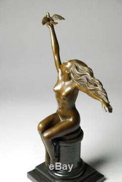 Art Nouveau Belle sculpture signée A. Gennarelli- bronze d'art Envoi gratuit