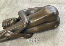 Art Nouveau Élégant Bronze Statue Sculpture Danseuse Nu Femme Classique Décor D
