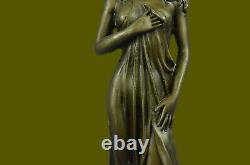 Art Nouveau Fonte Terre Déesse Bronze Sculpture Marbre Base Figurine