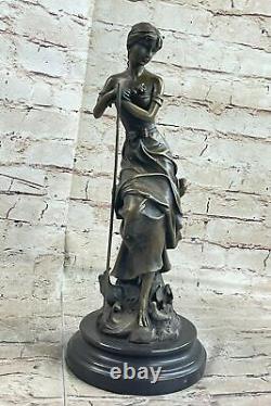 Art Nouveau Signée Moreau Grand Détail 100% Véritable Bronze Sculpture Statue