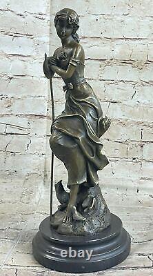 Art Nouveau Signée Moreau Grand Détail 100% Véritable Bronze Sculpture Statue