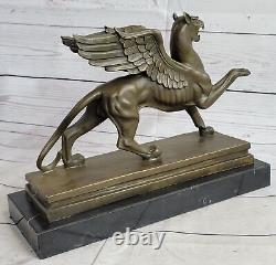 Art Par Roche Griffin Bronze Marbre Sculpture Statue Art Déco Figurine Mythique