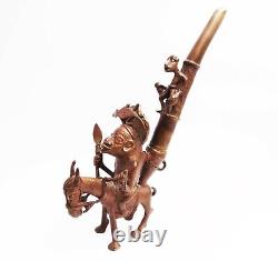 Art Tribal Ancienne Pipe Sculpture Amulette En Bronze Bamoun