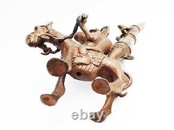 Art Tribal Ancienne Pipe Sculpture Amulette En Bronze Bamoun