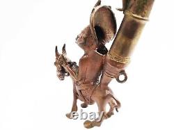 Art Tribal Ancienne Pipe Sculpture Amulette En Bronze Bamoun