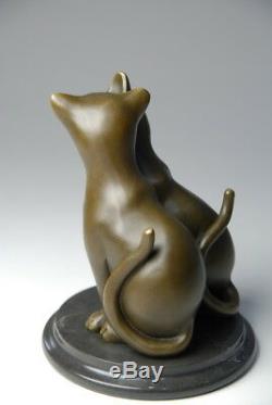 Art animalier, sympathique couple de chatons, bronze signé Milo