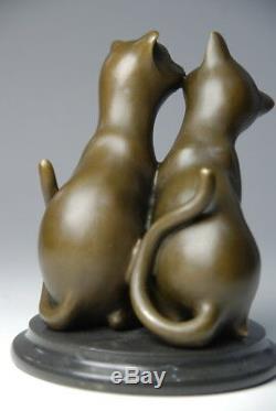 Art animalier, sympathique couple de chatons, bronze signé Milo