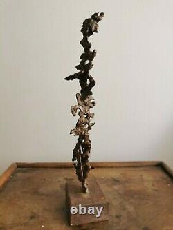 Art contemporain Sculpture abstraite bronze patine brune abstract DLG giacometti