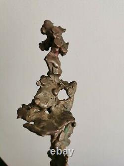 Art contemporain Sculpture abstraite bronze patine brune abstract DLG giacometti