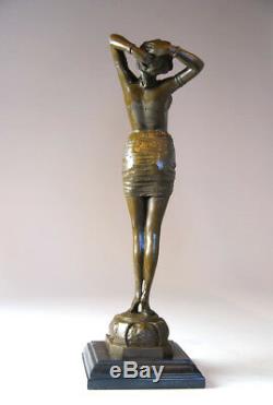 Art nouveau Le Réveil Belle sculpture en bronze signée Phillips- envoi gratuit