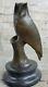 Artisanal Art Moderne Abstrait Chouette Oiseau Bronze Sculpture Figurine Statue