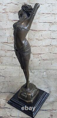 Autrichien Vienne Art Déco Bronze Figurine A. Leonard Chair Danseuse Sculpture