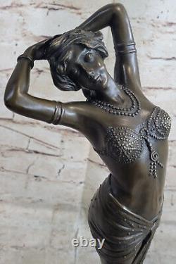 Autrichien Vienne Art Déco Bronze Figurine A. Leonard Chair Danseuse Sculpture