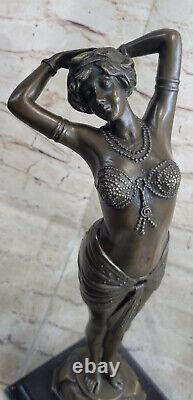 Autrichien Vienne Art Déco Bronze Figurine A. Leonard Chair Danseuse Sculpture