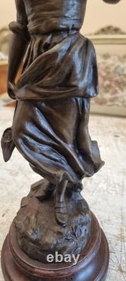 Beautifull Art Neauvau Statue of Fisherwoman signed by George Omer