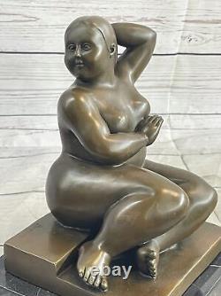 Bella Donna Assis Femme Botero Bronze Sculpture Statue Figurine Art