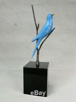 Belle Sculpture Bronze Animalier Art Deco Oiseau Bleu Par Irenee Rochard