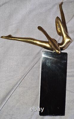 Bernard RIVES sculpture bronze doré Femme nue stylisée art contemporain