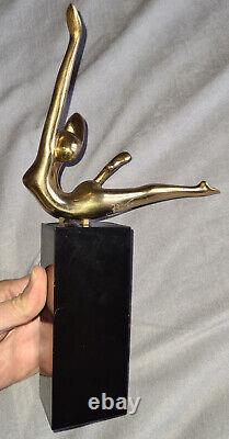 Bernard RIVES sculpture bronze doré Femme nue stylisée art contemporain