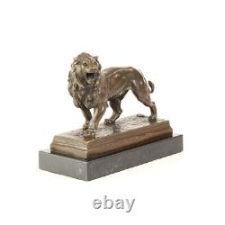 Bronze Animalier Art Deco Statue Sculpture Lion Marbre DSBR-206