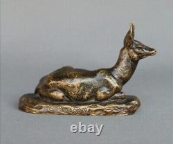 Bronze Animalier Biche Couchée Clovis Masson Susse Frères Éditeur Art nouveau