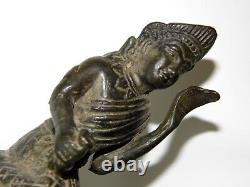 Bronze Antique Sculpture D'art Shiva Position A Genoux Socle Rectangulaire 18eme