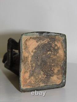 Bronze Antique Sculpture D'art Shiva Position A Genoux Socle Rectangulaire 18eme