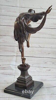 Bronze Art Déco Danseuse Avec / Serpent Sculpture Ankara Classique Fonte