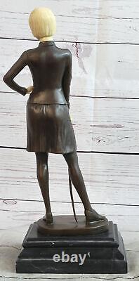 Bronze Art Déco Fonte Fencer Avec Figurine Sculpture Décoration de la Maison