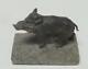 Bronze Art Déco Sculpture Sanglier Cochon Marbre Base Statue Figurine